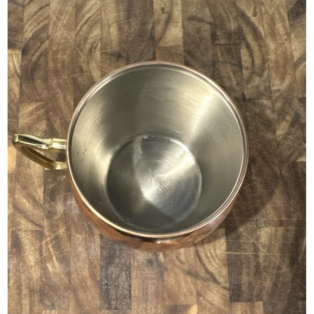Vintage-Style Smooth Copper Moscow Mule Mugs with Gold Handles Set of 4 EUC